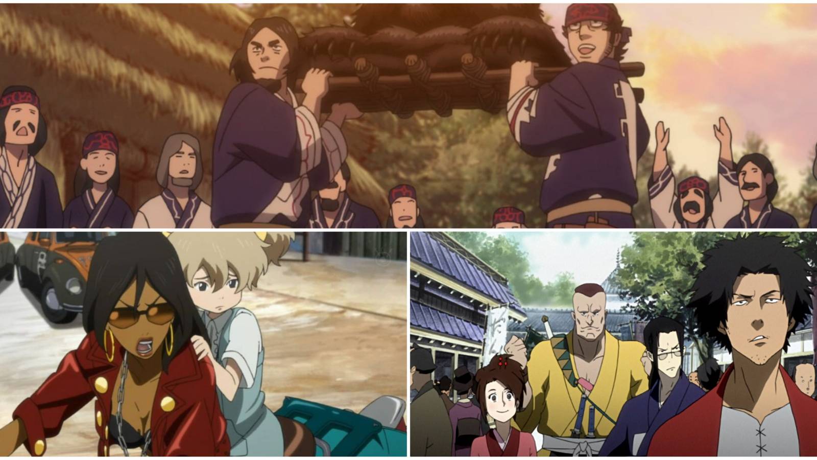 Diverse Anime- Golden Kamuy Michiko and Hatchin Samurai Champloo