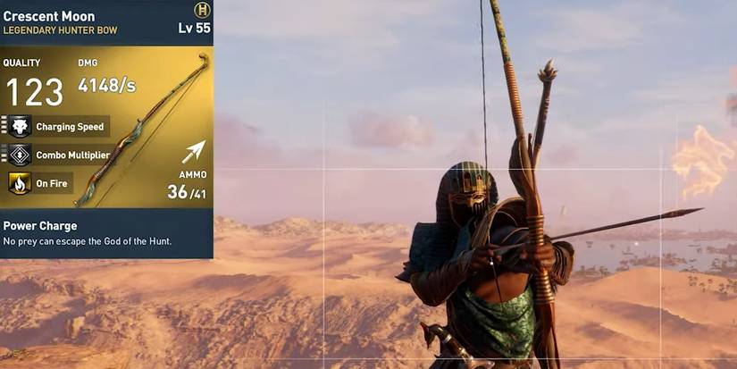 AC Origins Crescent Moon display in desert aiming off screen