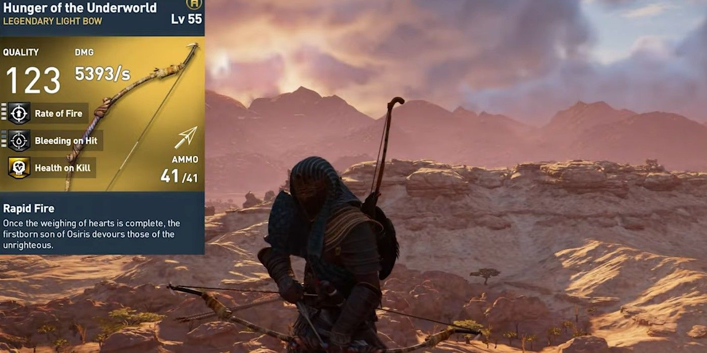 AC Origins Hunger of the Underworld on cliff and stat card