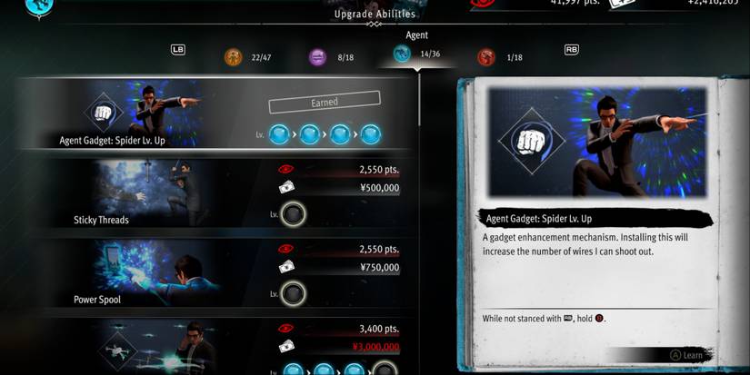 Agent Gadget Spider Level Up ability in Like a Dragon Gaiden The Man Who Erased His Name