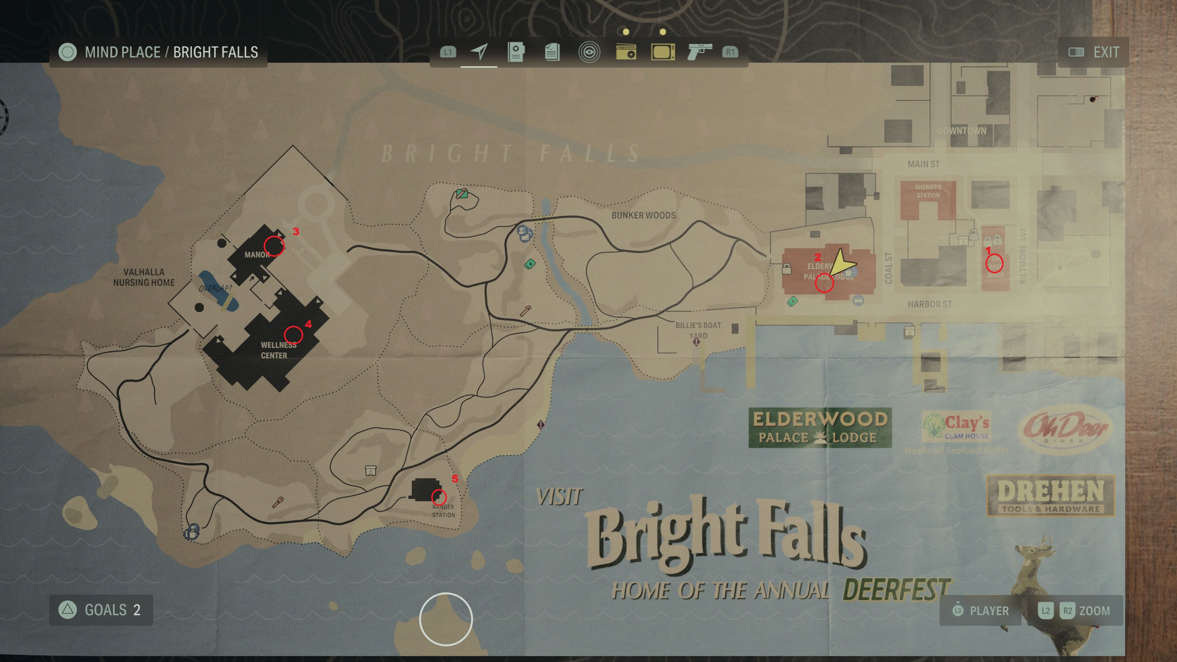 alan wake 2 bright falls deer head map