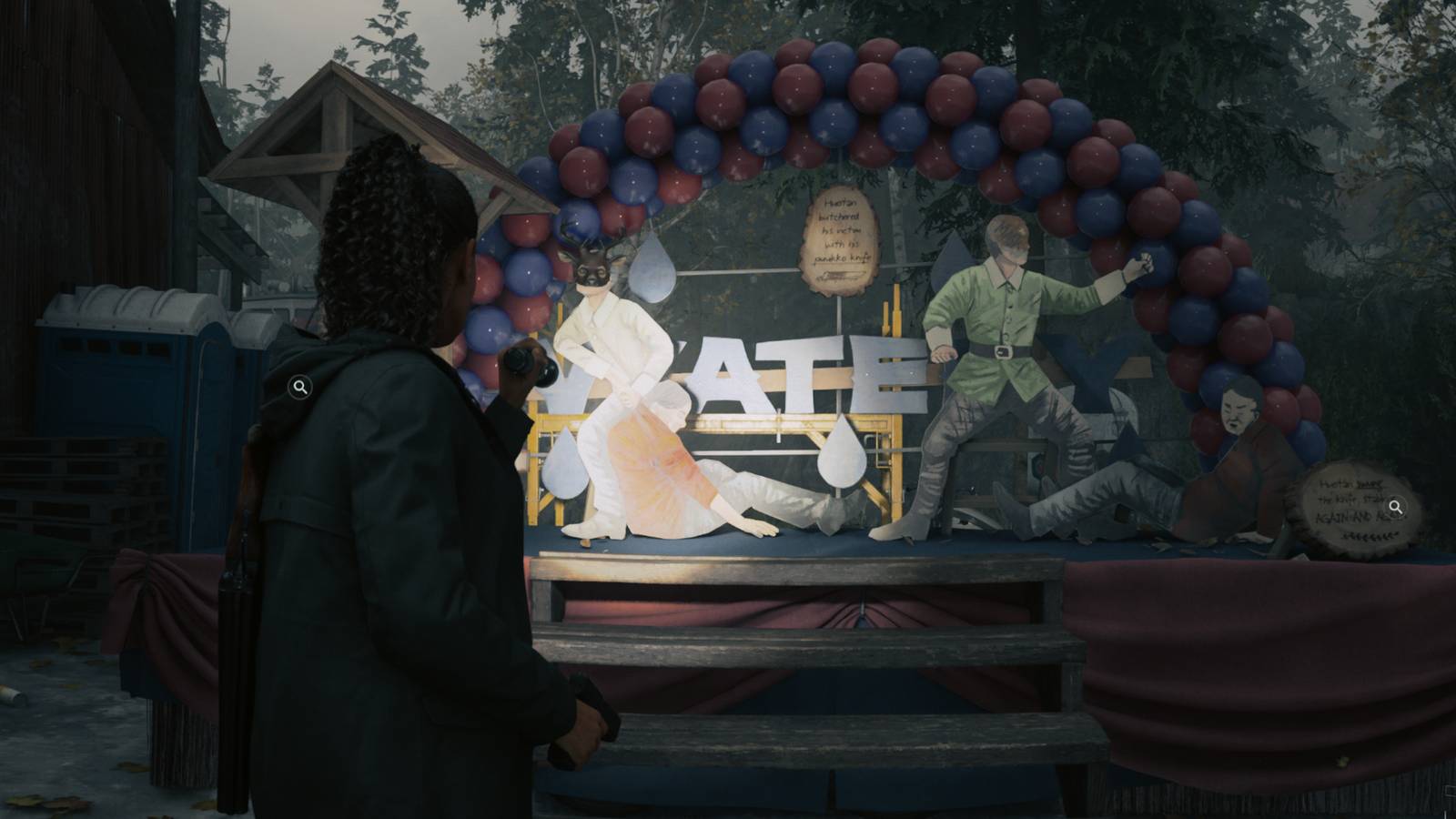 Saga looking at a parade float