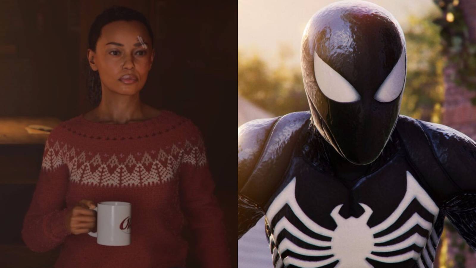 Alan Wake 2 saga and spider man split image