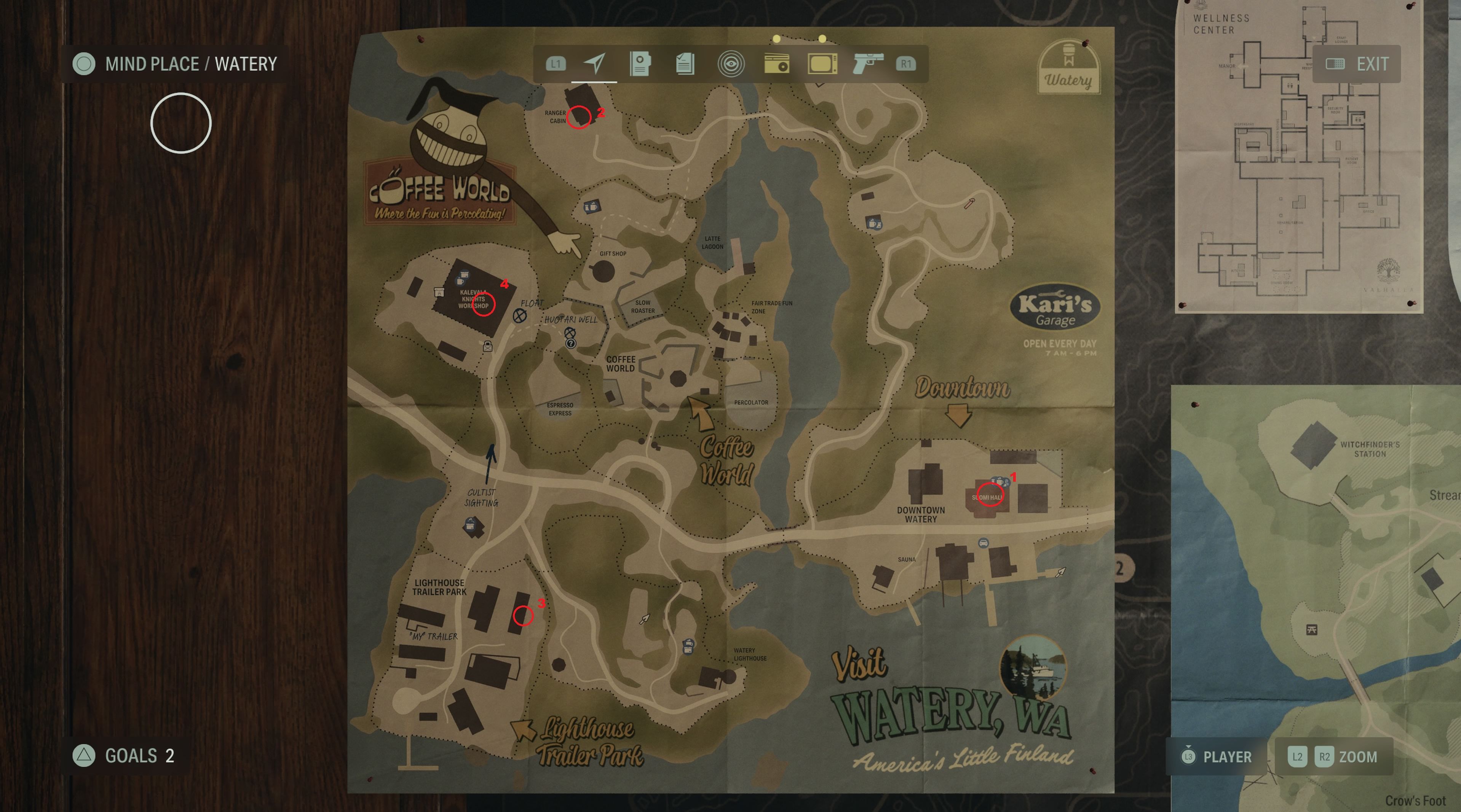 alan wake 2 watery deer heads map