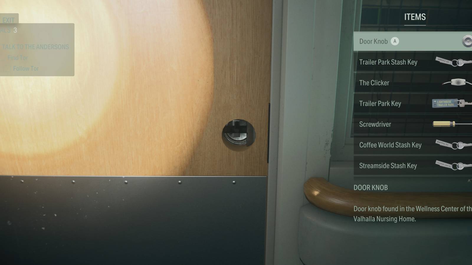 alan wake 2 wellness center door knob location
