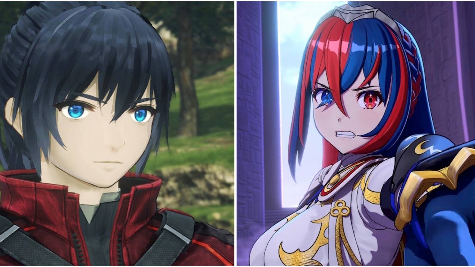 Alear summoning Marth in Fire Emblem Engage and Exploring a town in exploration mode in Triangle Strategy