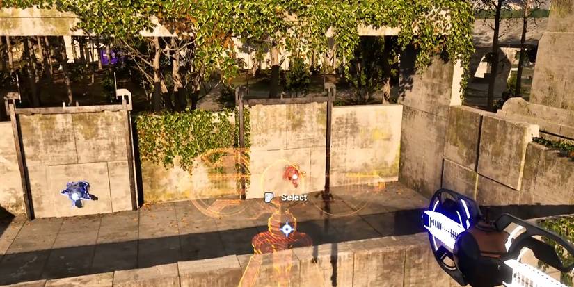 Player in mid-air while aiming RGB Converter at red Light Receiver