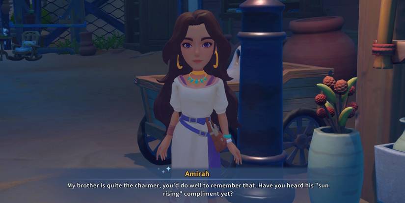 Amirah talking about her brother in My Time at Sandrock