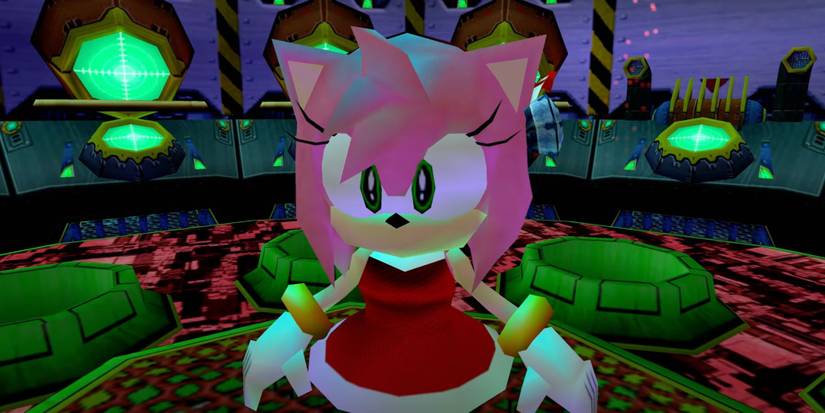 Sonic Adventure's Amy in a lab after solving a puzzle