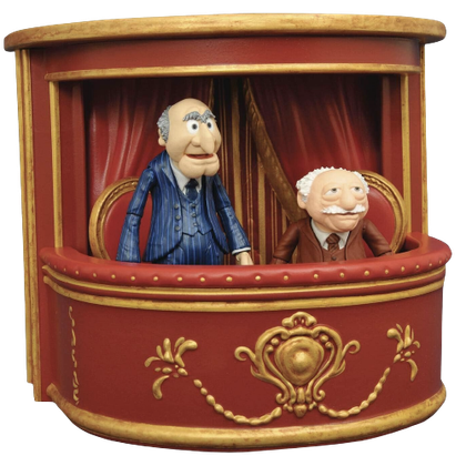 Statler & Waldorf figures inside a balcony 