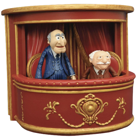 Statler & Waldorf figures inside a balcony 