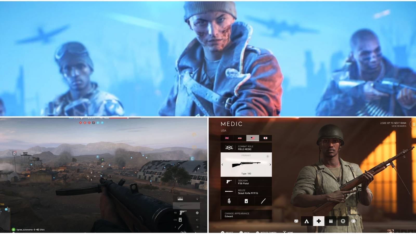 Split image showing SMGs in Battlefield 5.