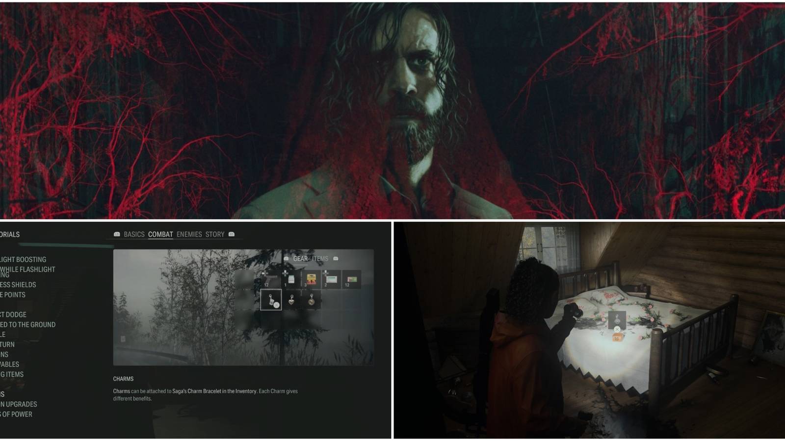 Split image shows Charms in Alan Wake 2.