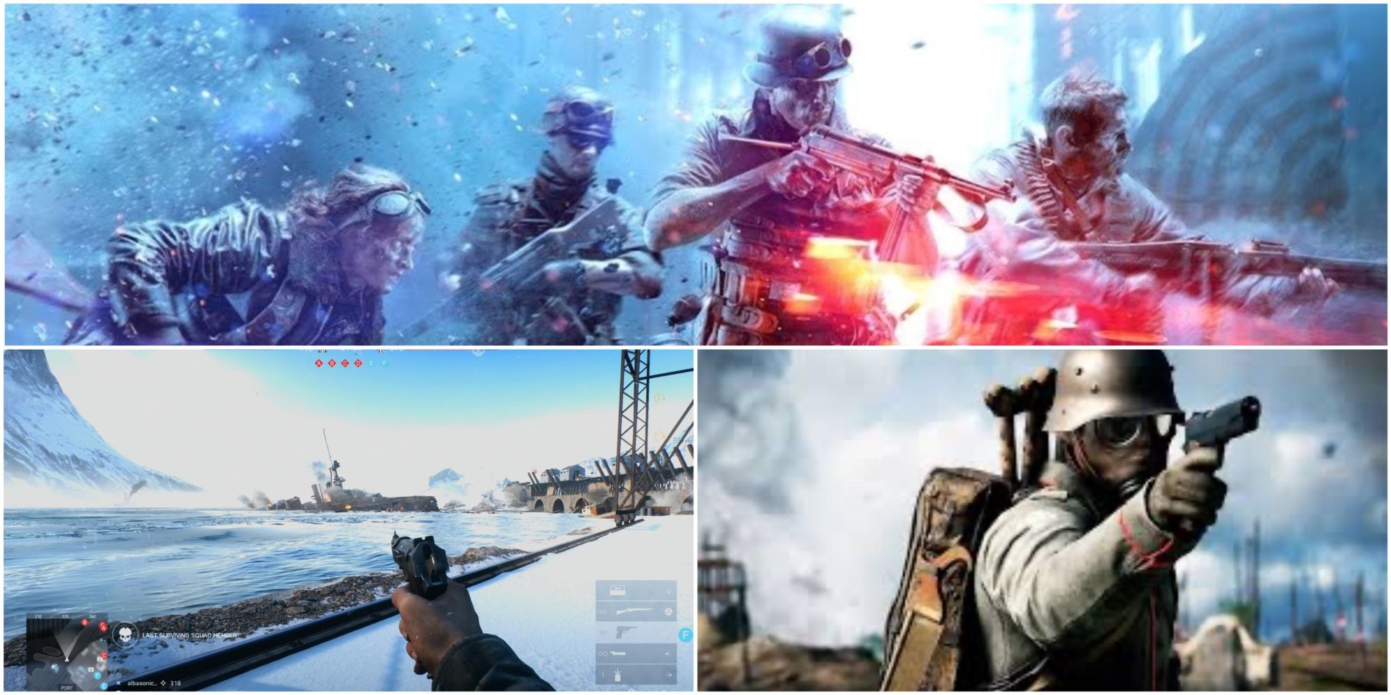 Split image showing Pistols in Battlefield 5.