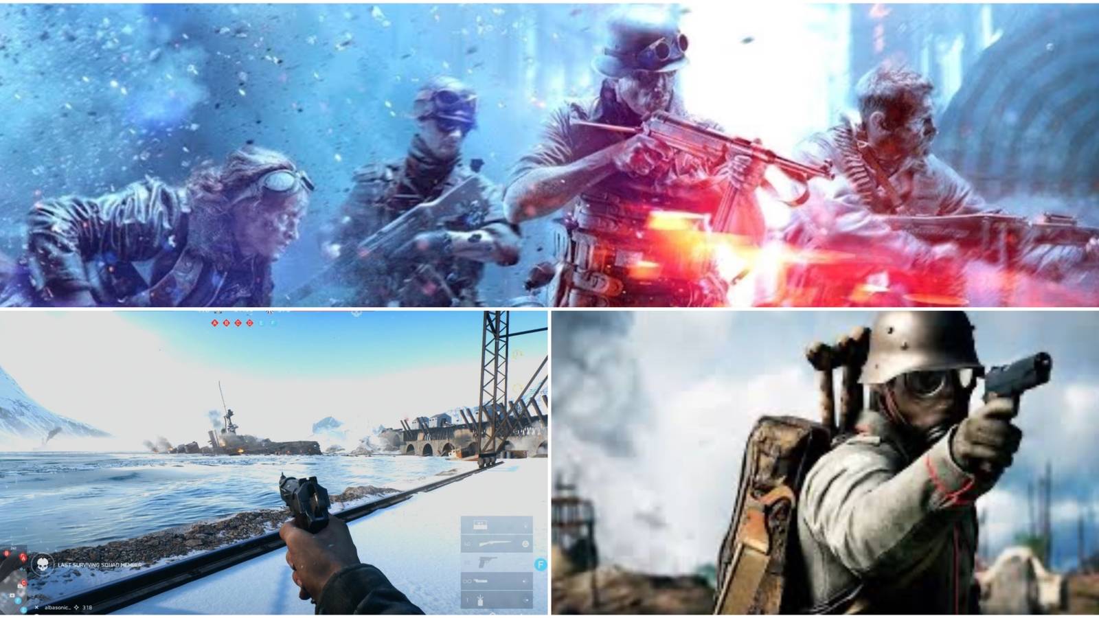 Split image showing Pistols in Battlefield 5.
