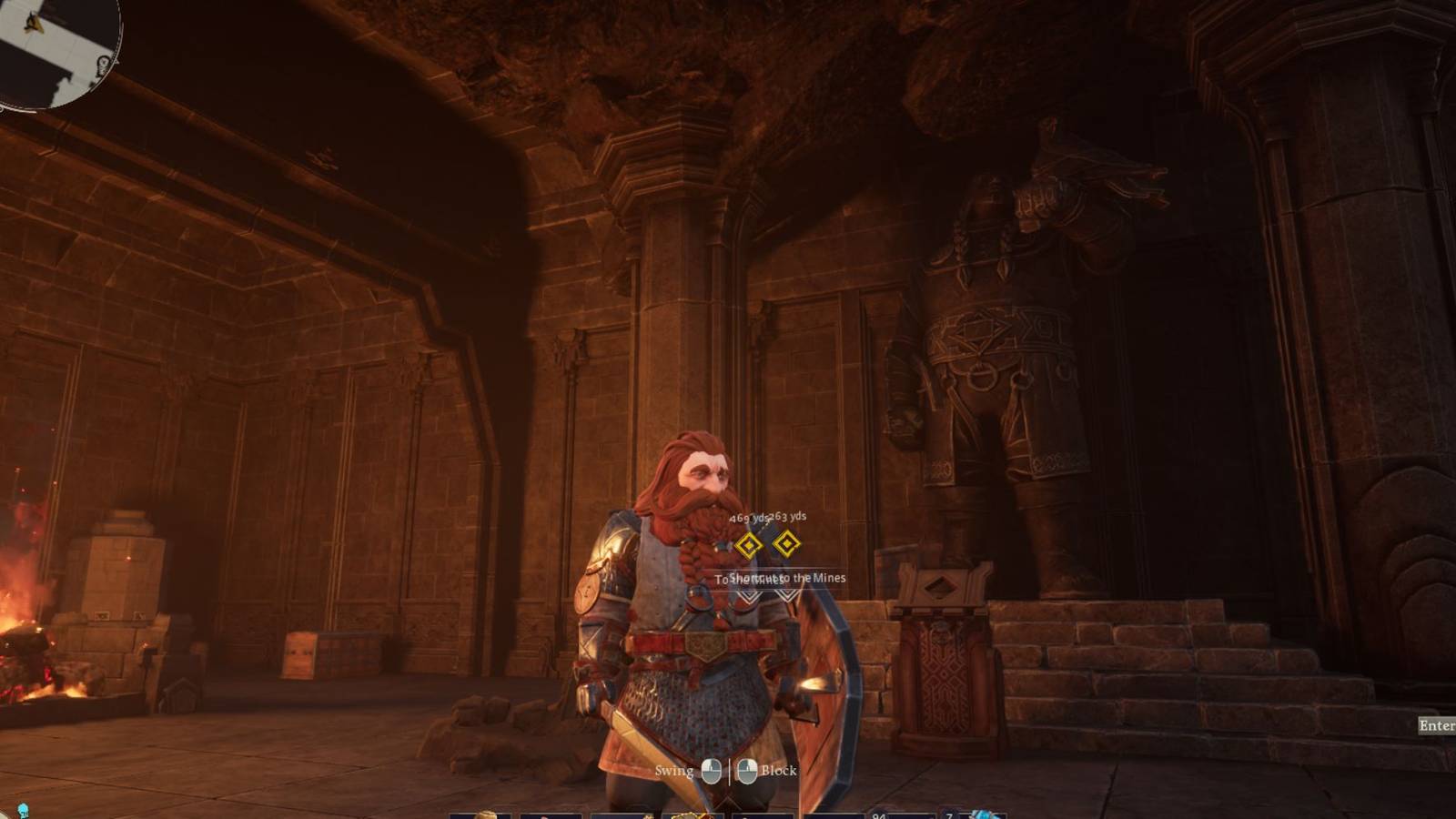 a player holding iron sword in lord of the rings return to moria