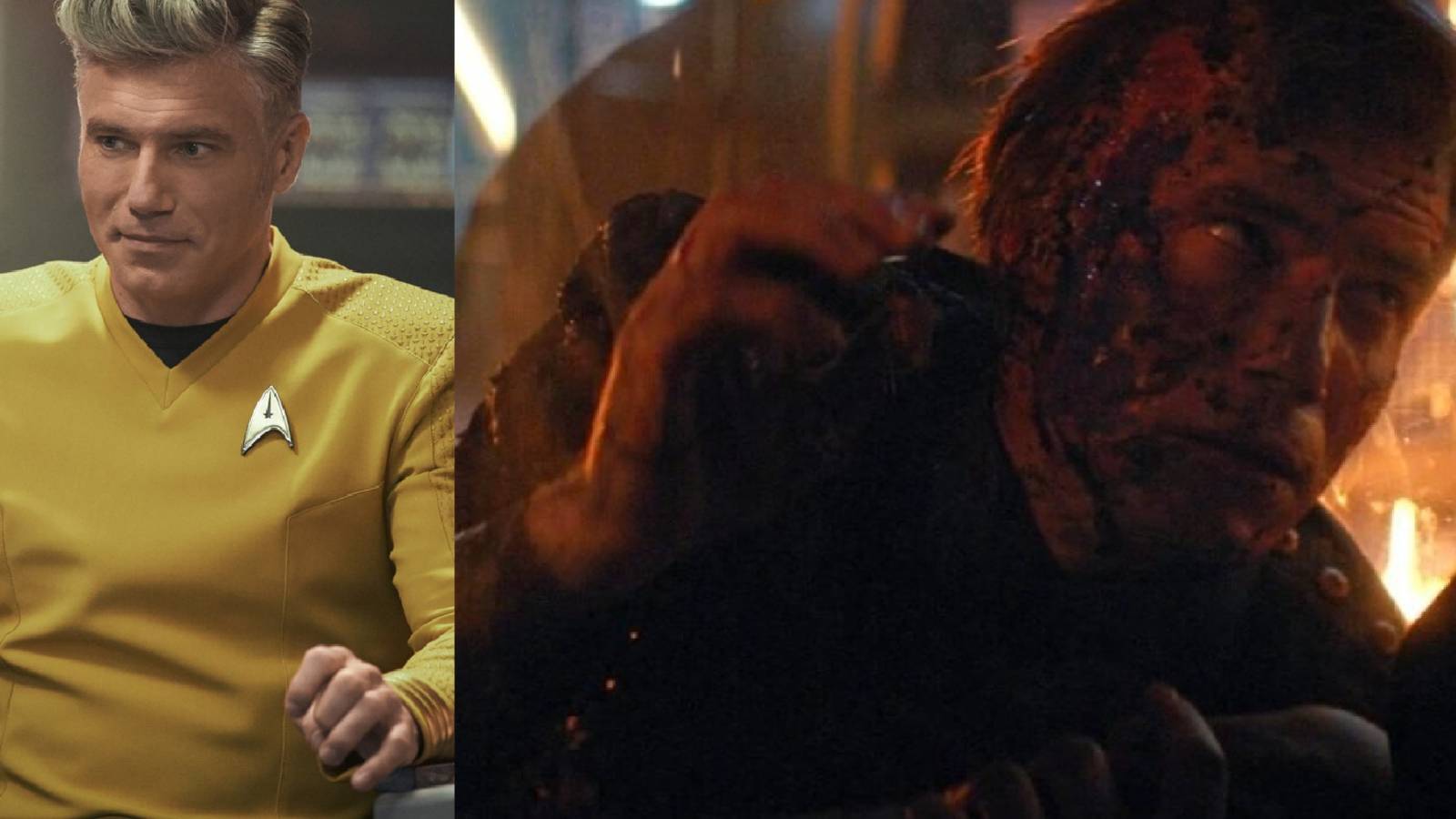 Captain Pike's before and during his fateful explosion