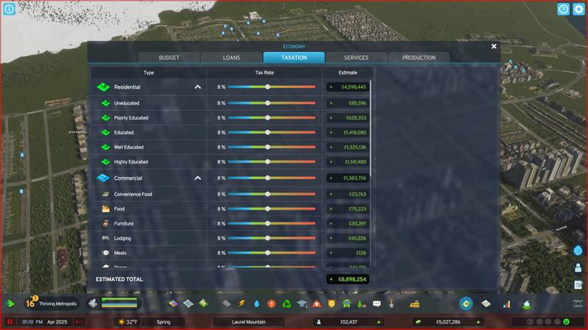 Cities Skylines 2 Taxation Panel