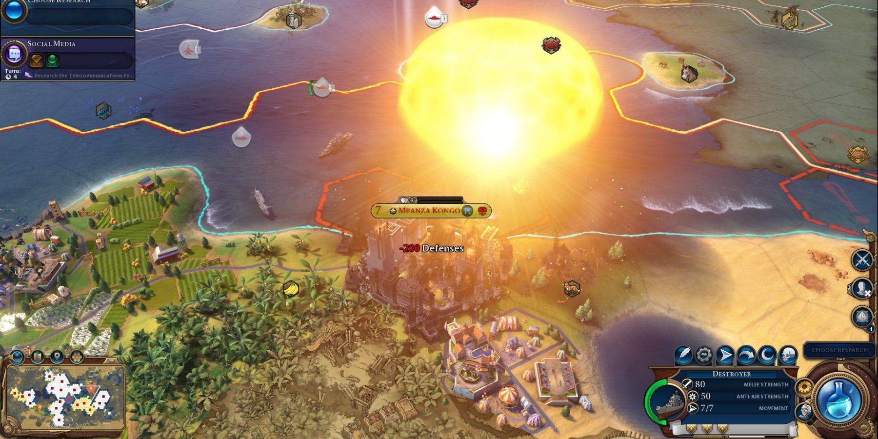 a player using nuclear weapons while waging war