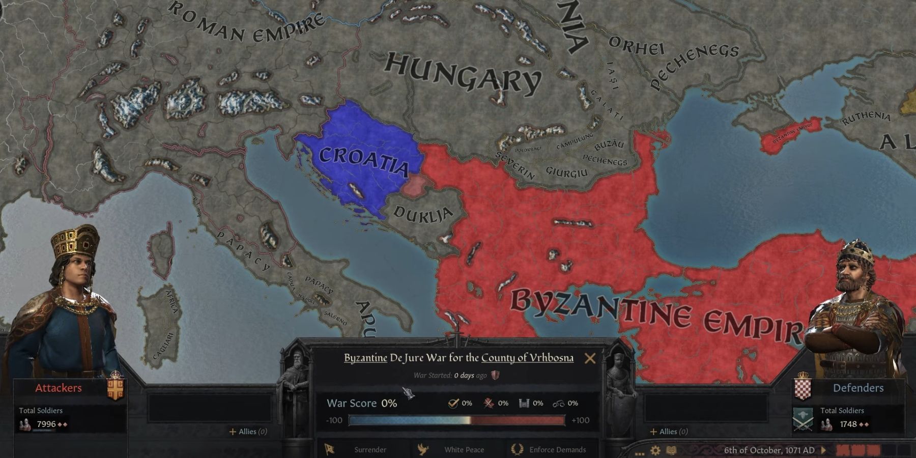 Byzantine Empire waging war against Croatia