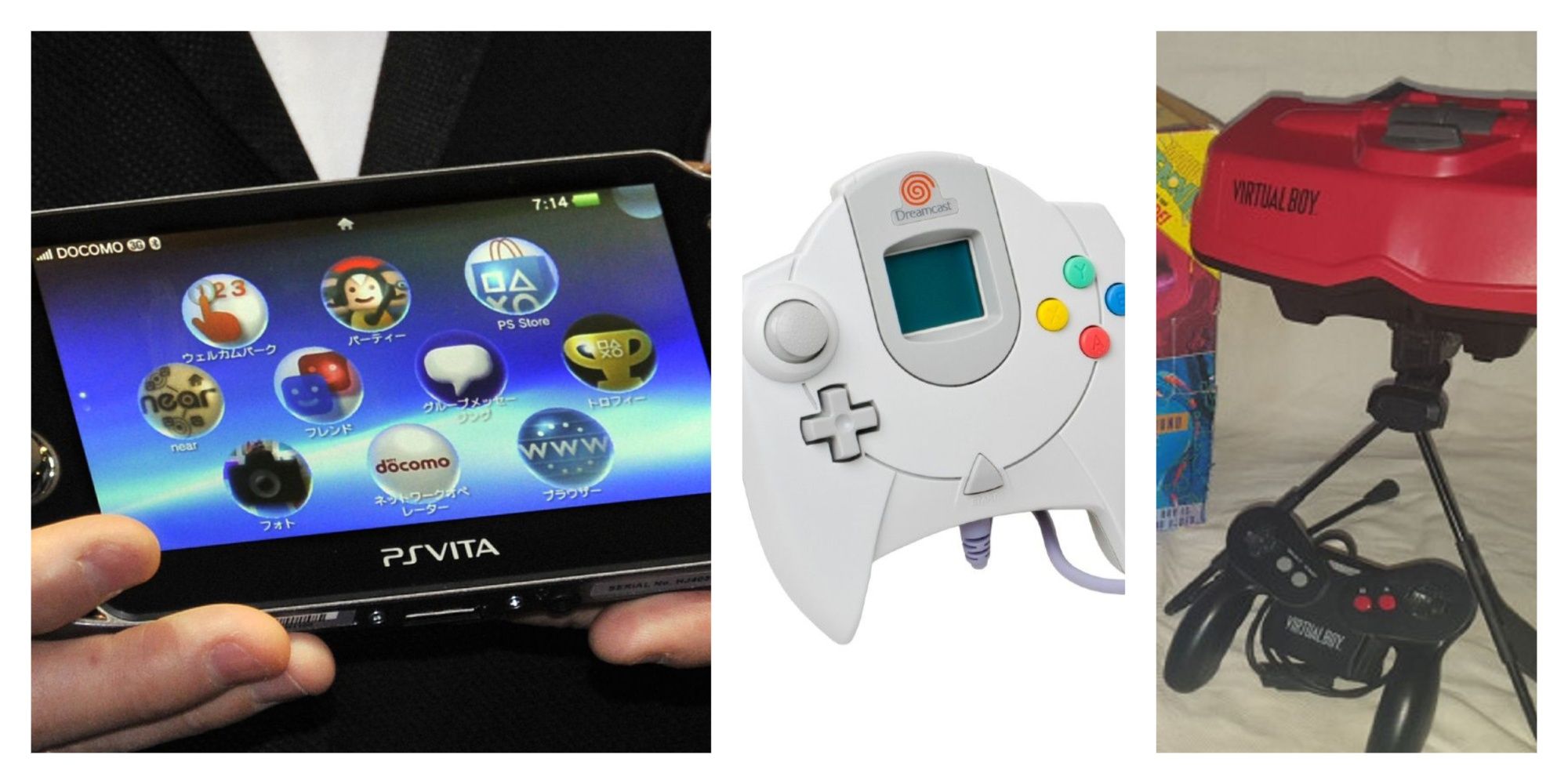PlayStation Vita, SEGA Dreamcast controller, Virtual Boy with Controller