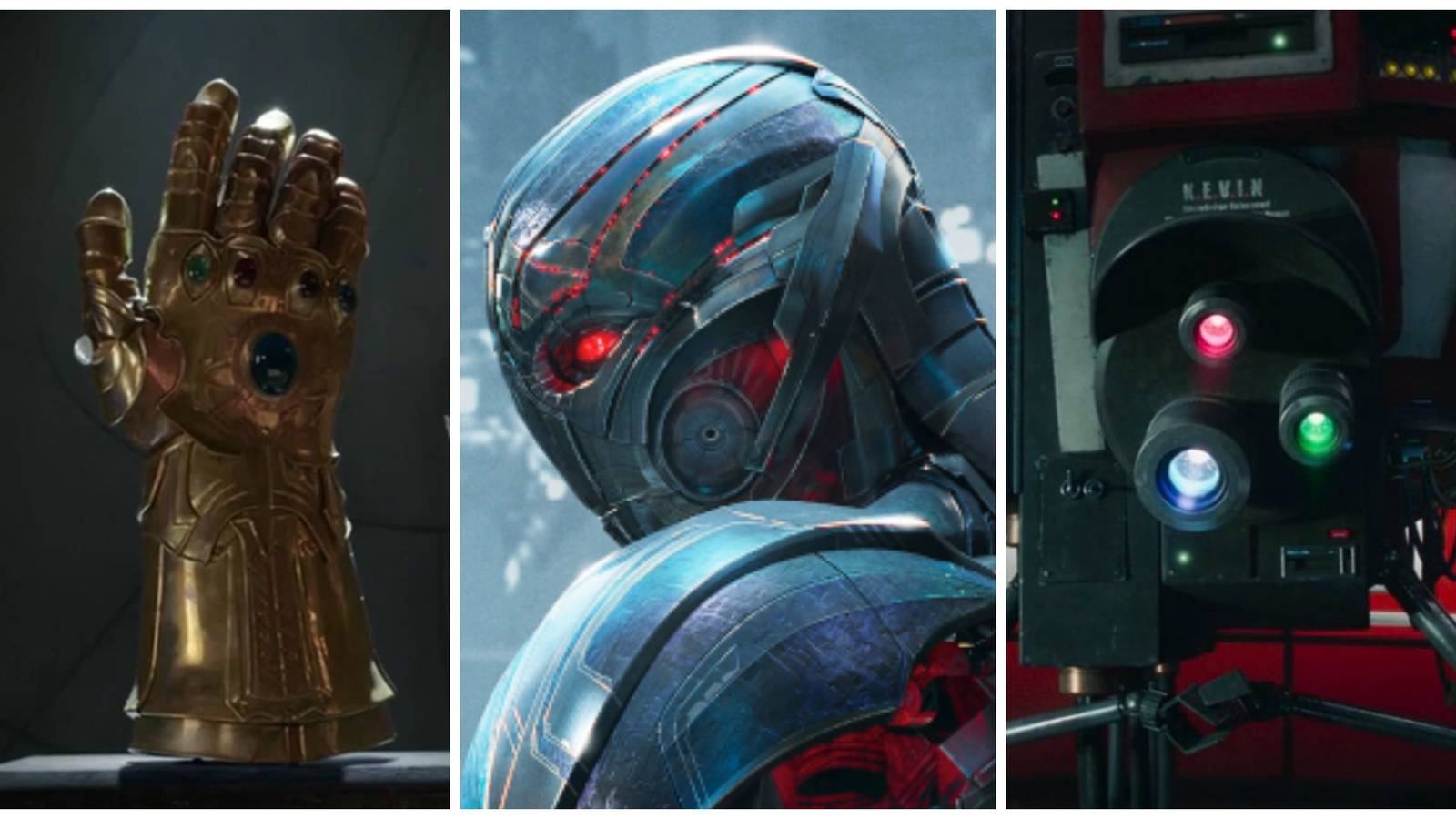 fake infinity gauntlet, ultron turning his head, kevin robot