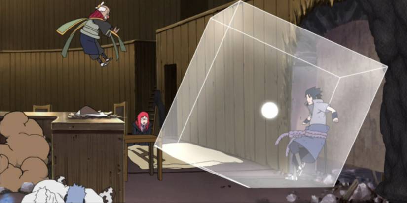 The 3rd Tsuchikage Using Dust Release On Sasuke during Naruto's Five Kage Summit