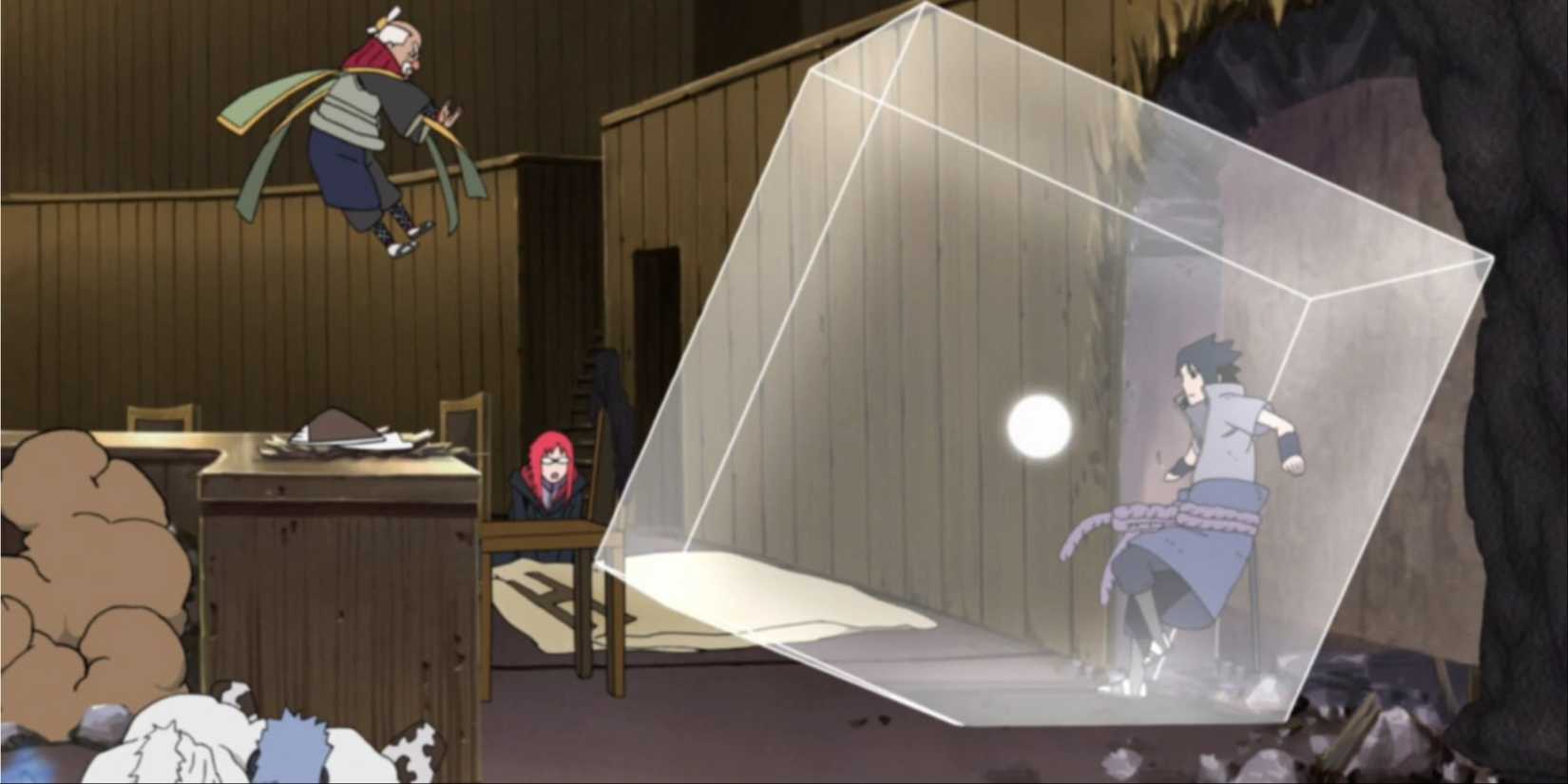 The 3rd Tsuchikage Using Dust Release On Sasuke during Naruto's Five Kage Summit