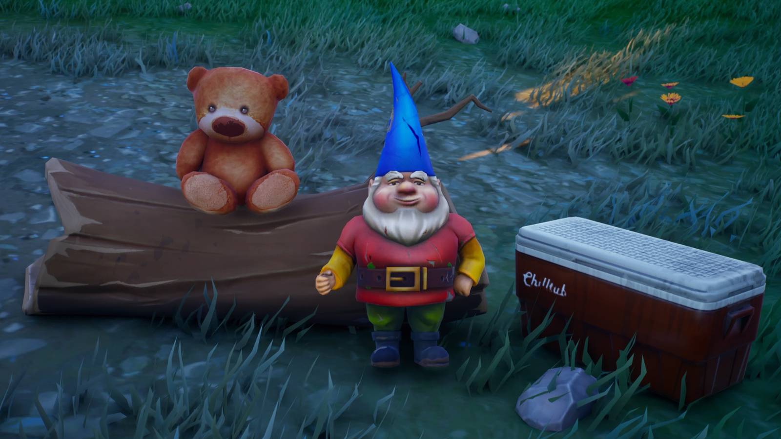 fortnite hidden gnome with a teddy bear