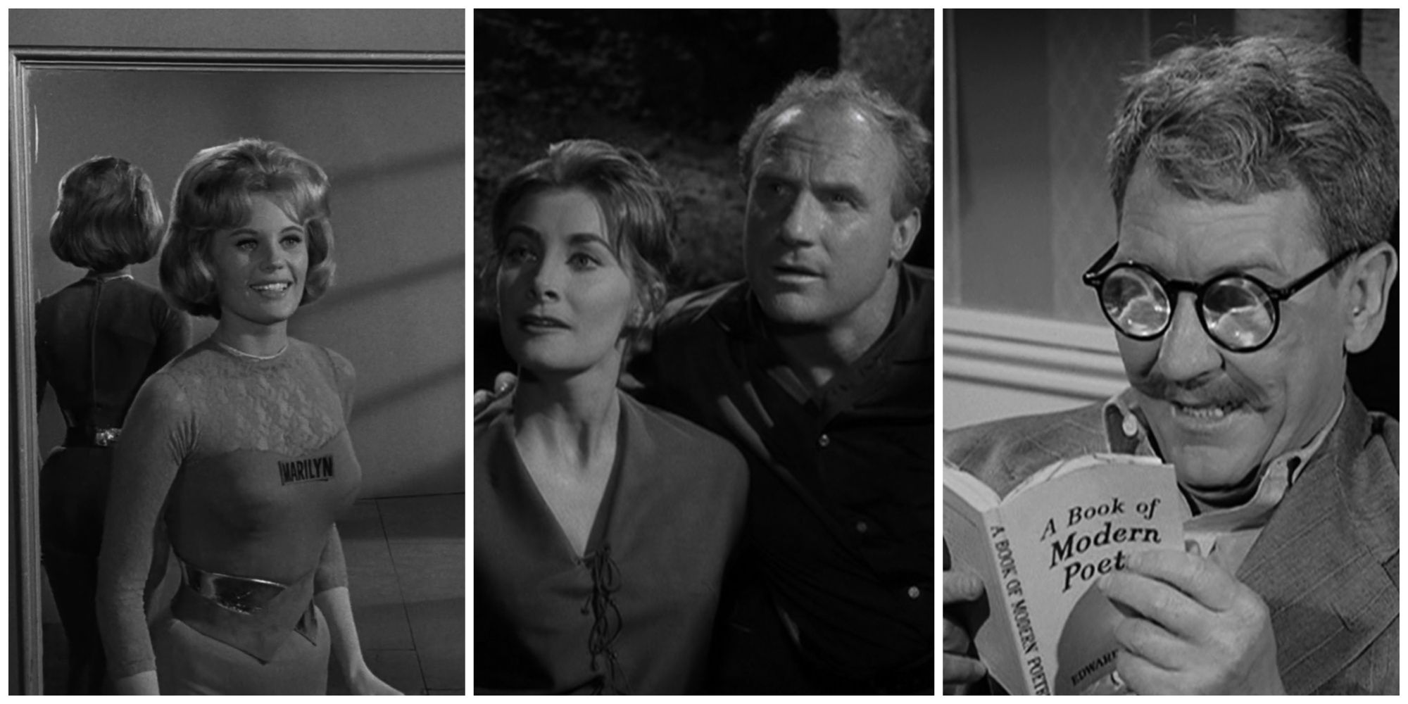 Imagem dividida mostrando cenas de episódios de The Twilight Zone: 