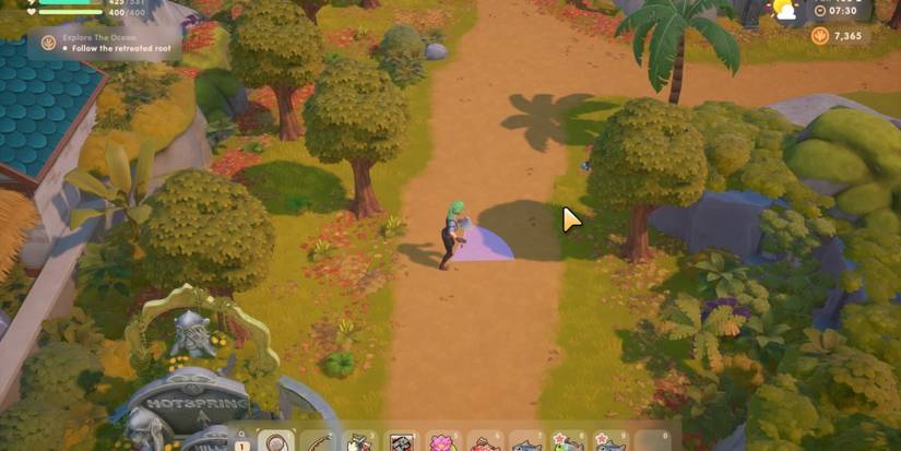 The player approaching a bug to catch it with a net