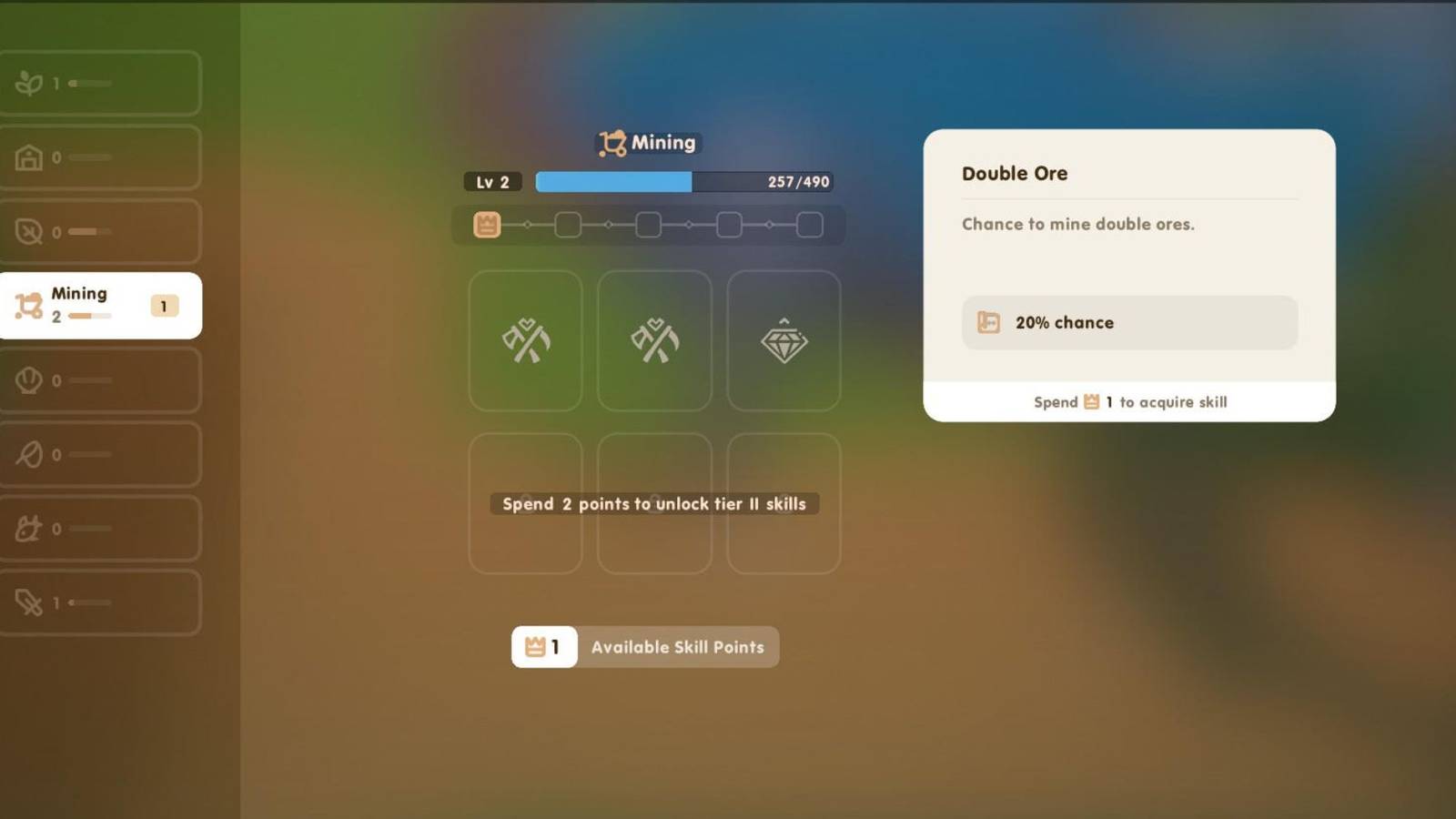 coral island skill points