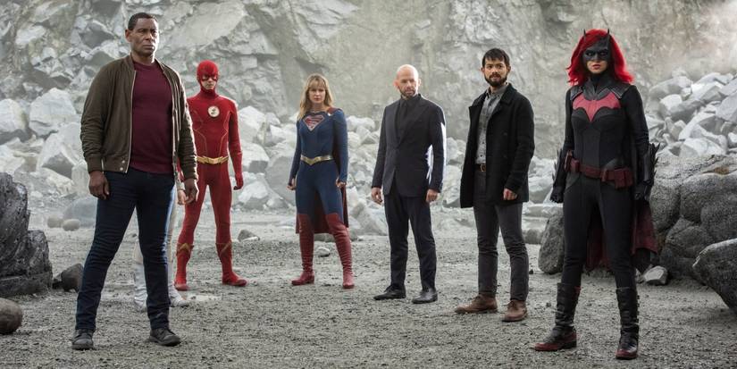 An image of Flash, Captain Marvel and other personalities standing firm