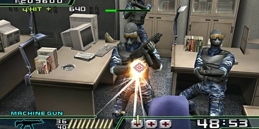 Shooting at enemy in first-person