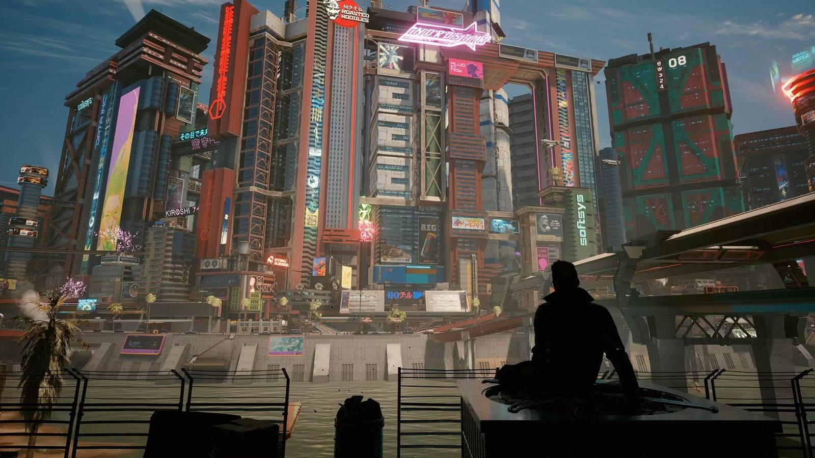 cyberpunk 2077 man watching skyline