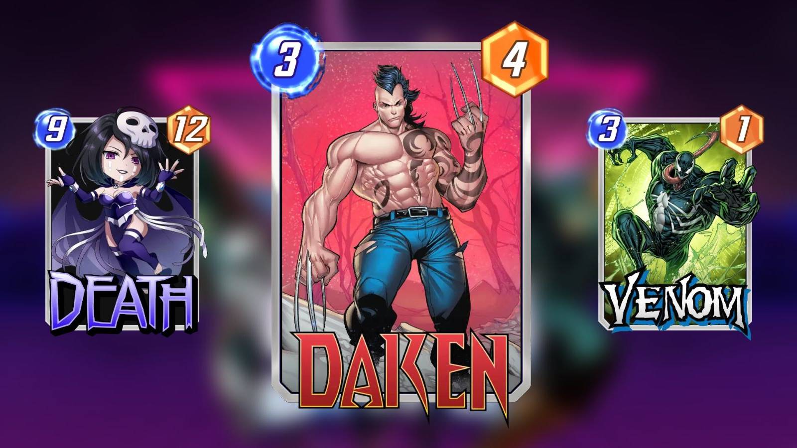 daken, death, and venom in marvel snap.