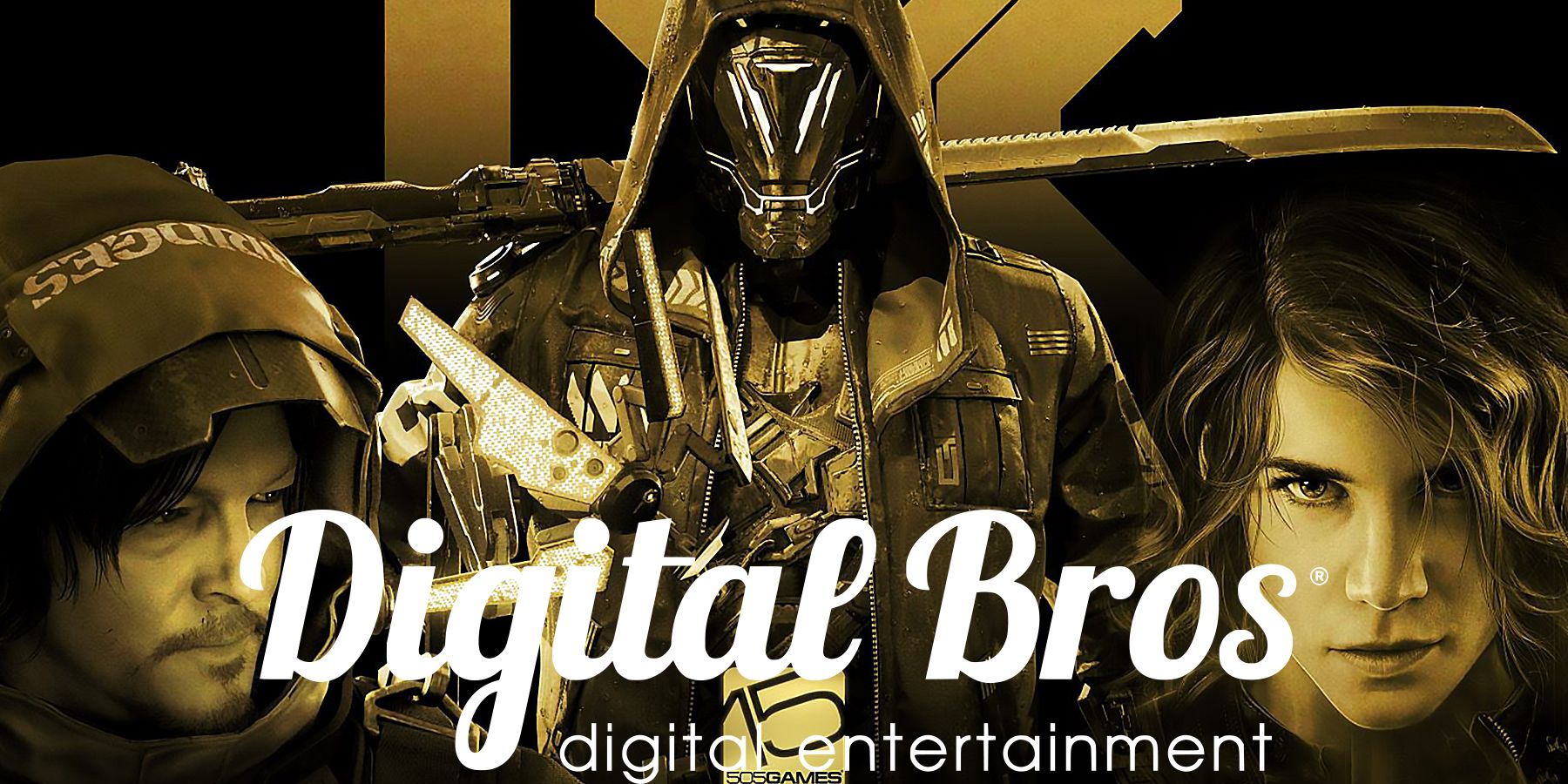 Digital Bros Digital Entertainment logo and Death Stranding Ghostrunner Control protagonists