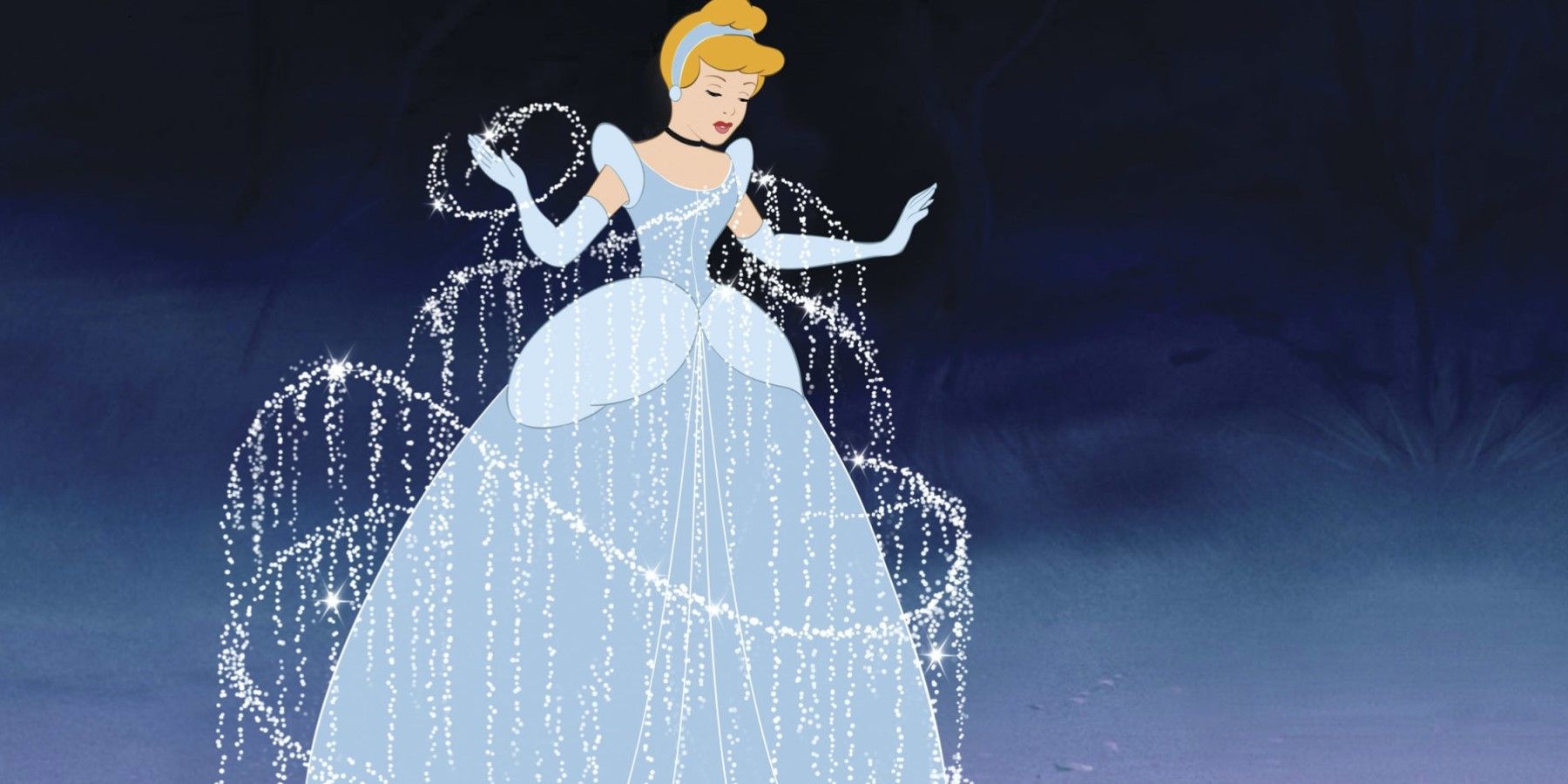 Cinderella wearing her blue gown in Cinderella