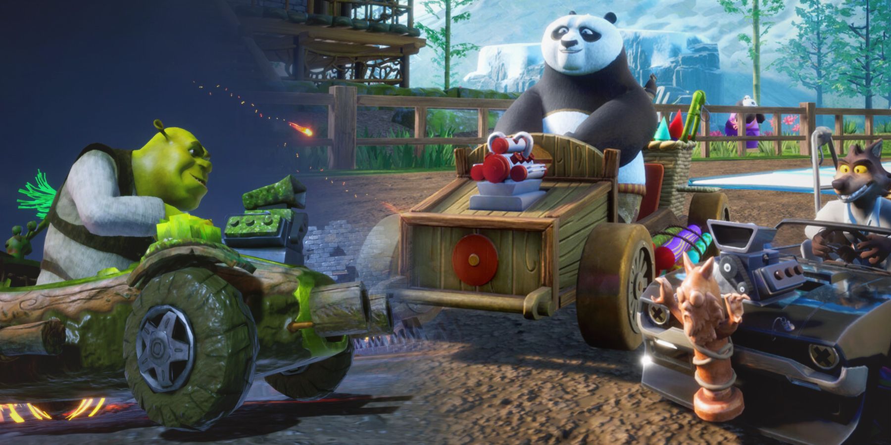 DreamWorks All-Star Kart Racing Shrek Po Kung Fu Panda composite