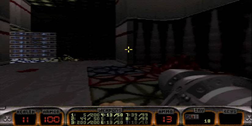 Duke Nukem holding an RPG on a dancefloor