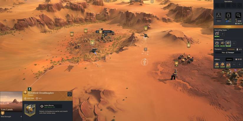 A player looking at a small settlement in Dune: Spice Wars