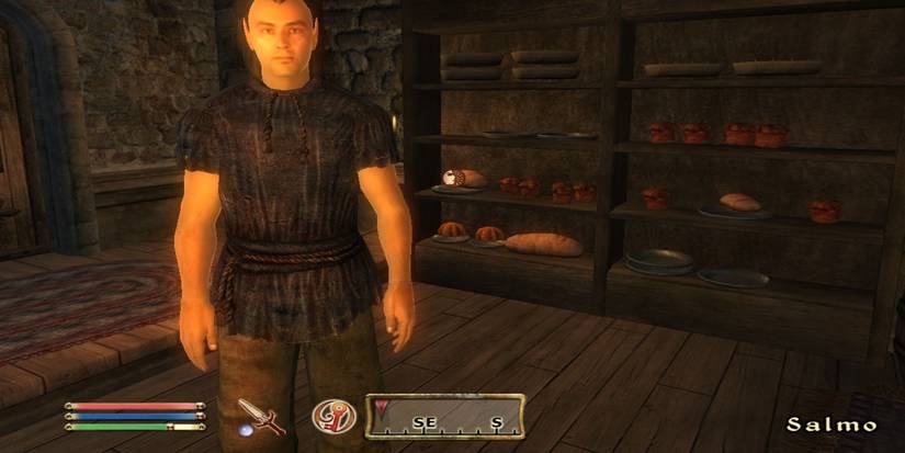 Salmo the Baker beside a collection of bread loaves and Sweetrolls
