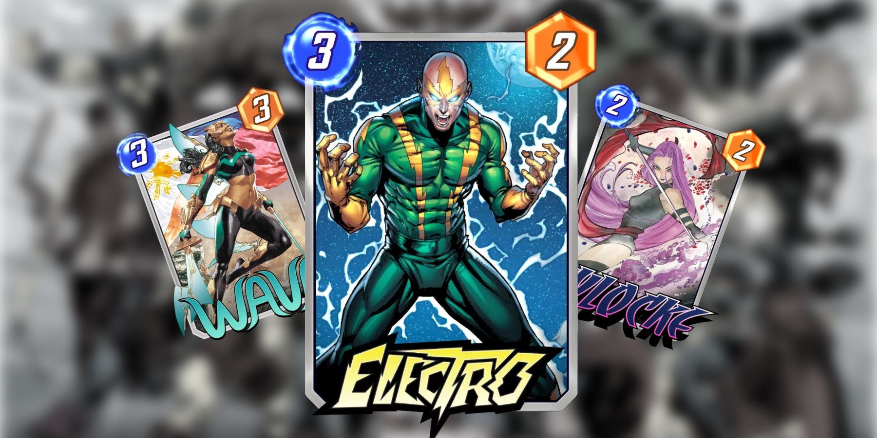 electro, wave, and psylocke cards in marvel snap.