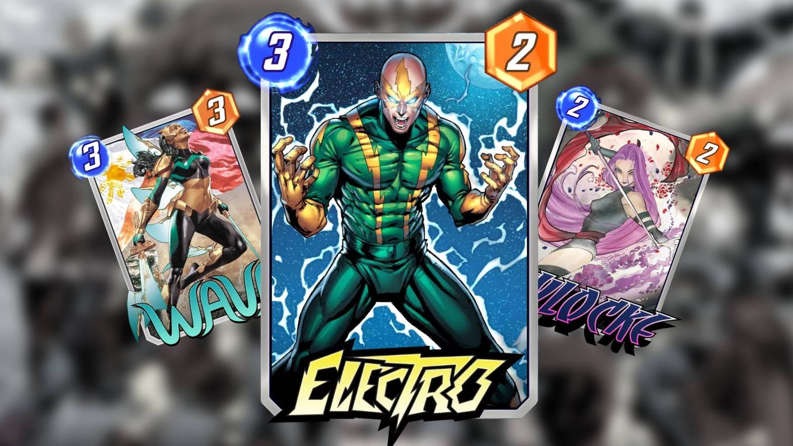 electro, wave, and psylocke cards in marvel snap.