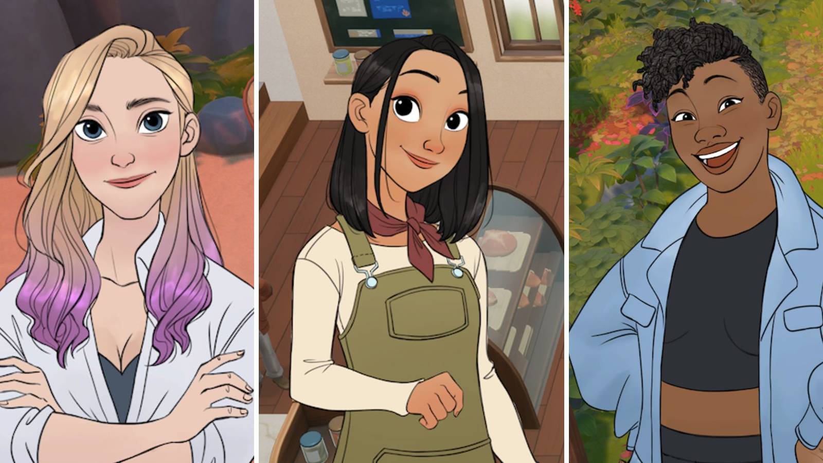 A grid showing three of the Bachelorettes In Coral Island