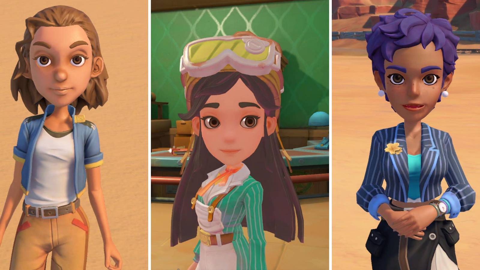 A grid of three of the bachelorettes in My Time At Sandrock