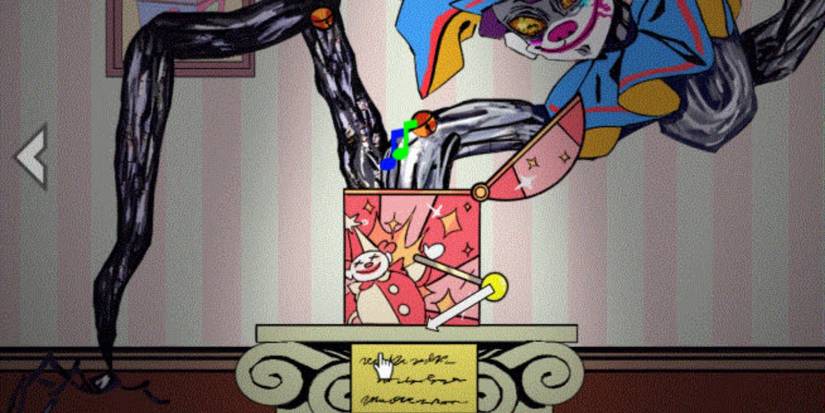 A creepy jack-in-the-box in Exhibit of Sorrows