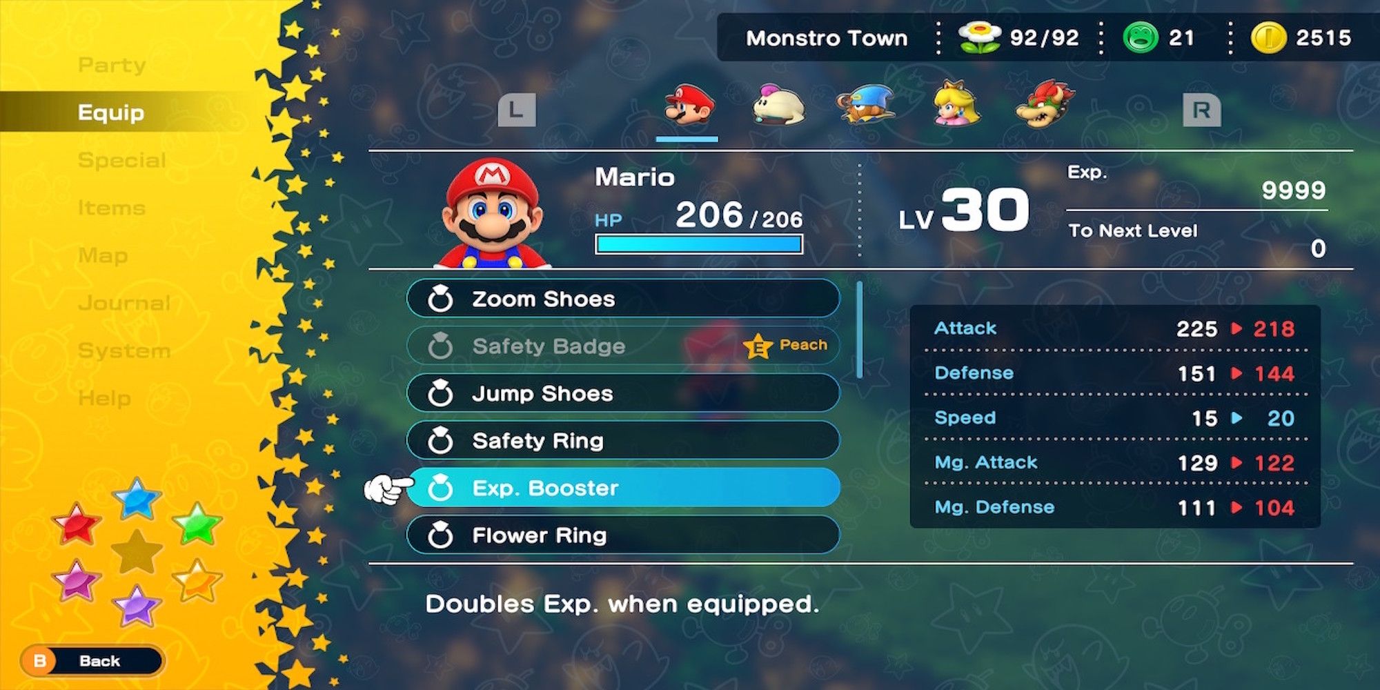 EXP Booster accessory in Super Mario RPG