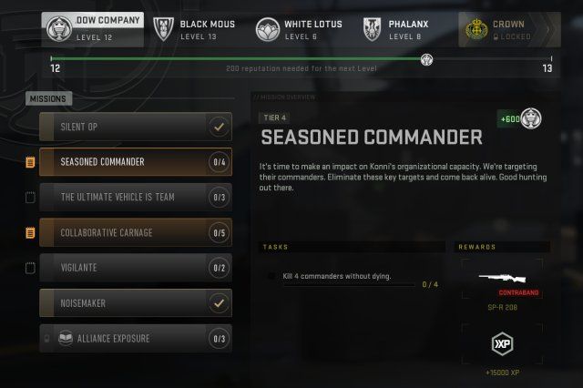warzone seasoned commander mission