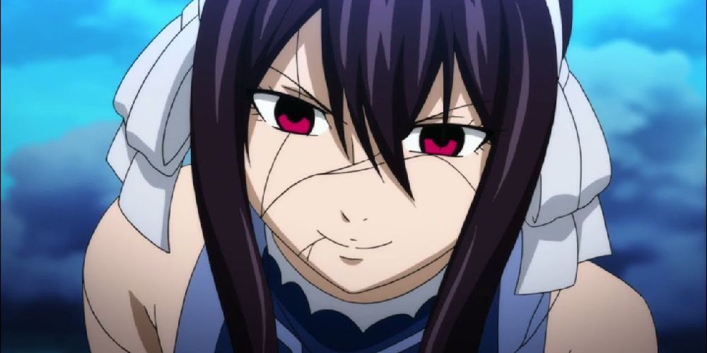 Fairy Tail Ultear close up grinning slices on face